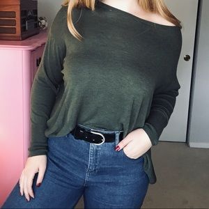 olive green high low sweater